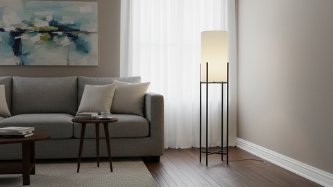 White Cotton Shade Floor Lamp