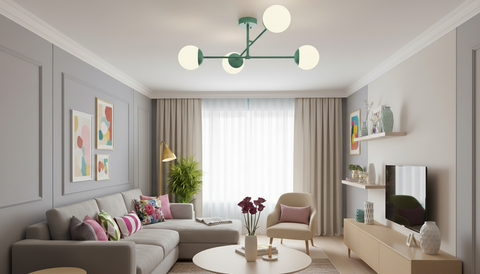 Modern Turquoise Branched Chandelier