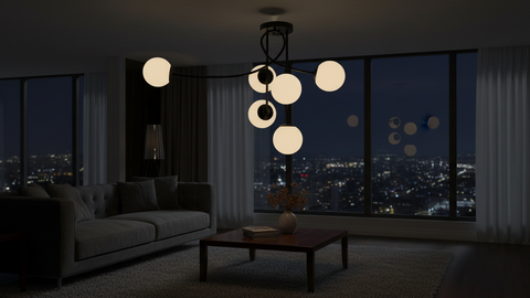 Modern Black Branched Chandelier