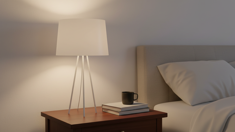 White Tripod Lamp With White Cotton Shade