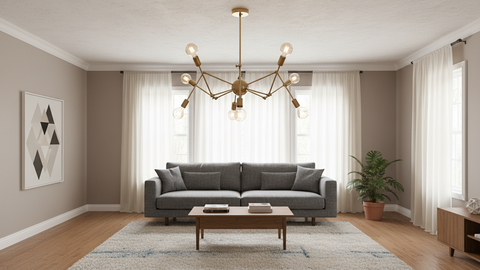 Modern Gold Industrial Ceiling Chandelier
