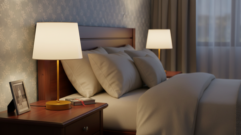 Gold Table Lamp With White Cotton Shade