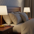 Gold Table Lamp With White Cotton Shade