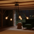 Industrial Black Branched Chandelier