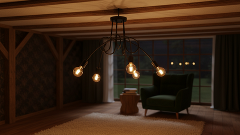 Industrial Black Branched Chandelier