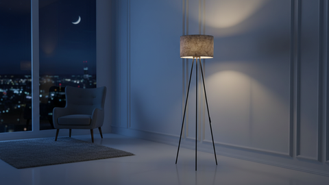 Modern Tripod Floor Lamp with Leather Shade
