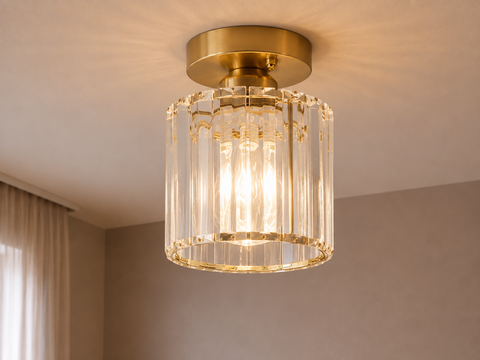 Gold Crystal Luxurious Flush Mounted Lamp