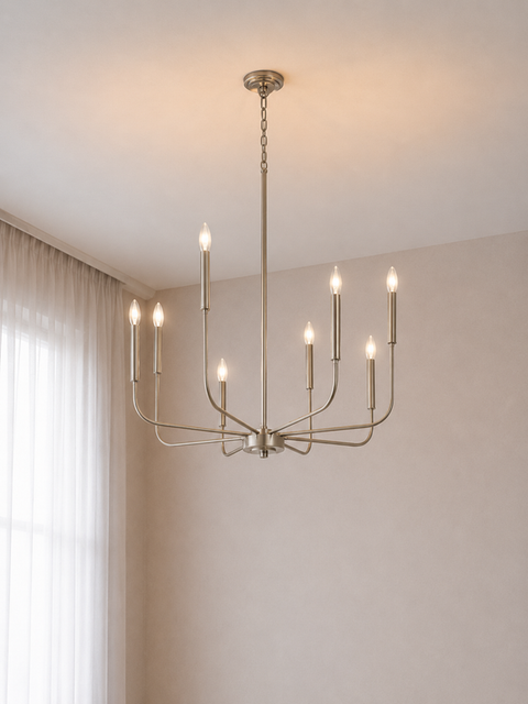 Modern Silver Branched Chandelier