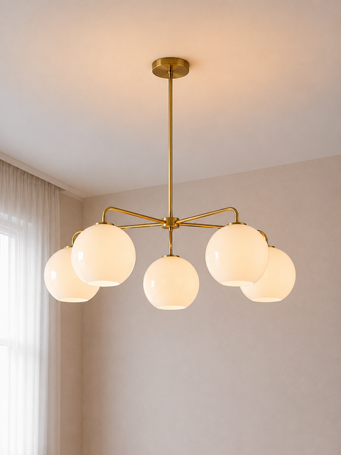 Contemporary Glass Ball Branched Chandelier