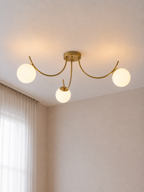 Modern Gold Curved Chandelier