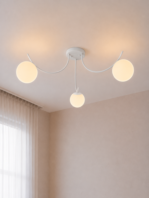 Modern White Curved Chandelier