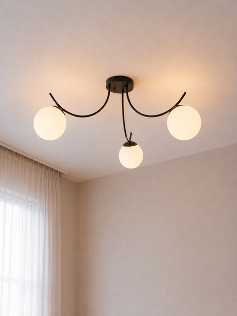 Modern Black Curved Chandelier