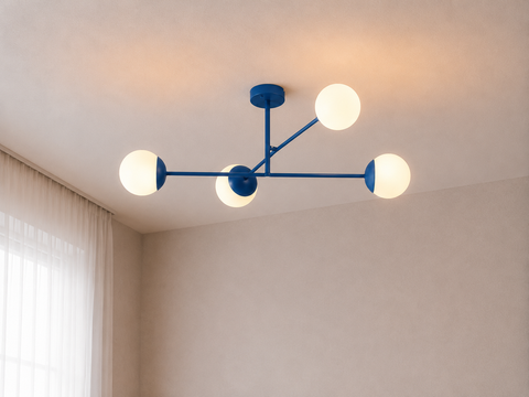 Modern Blue Branched Chandelier