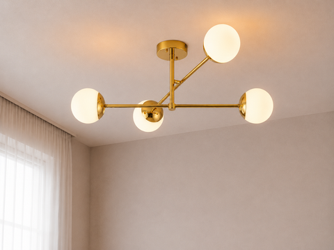 Modern Gold Branched Chandelier