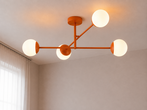 Modern Orange Branched Chandelier
