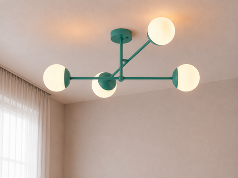 Modern Turquoise Branched Chandelier