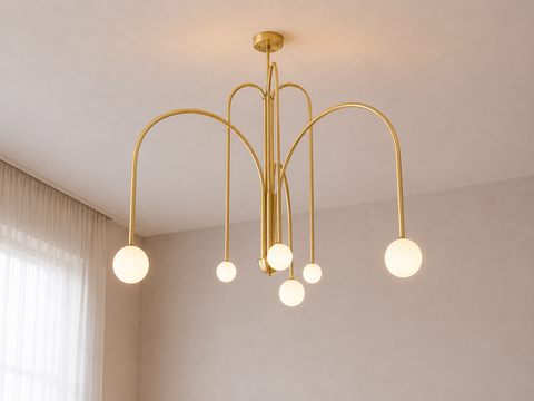 Modern Biege Branched Chandelier