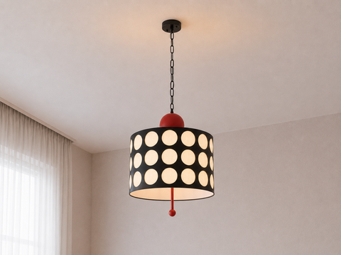 Modern Black And Red Shade Pendant