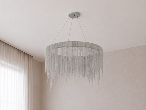 Contemporary Silver Chandelier with Chains