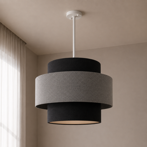 Modren Black Linen & Texture velvet Shaded Pendant