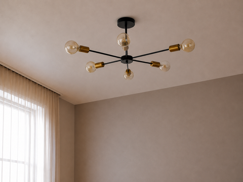Black & Gold Modern Sputnik Chandelier