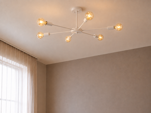White Modern Sputnik Chandelier