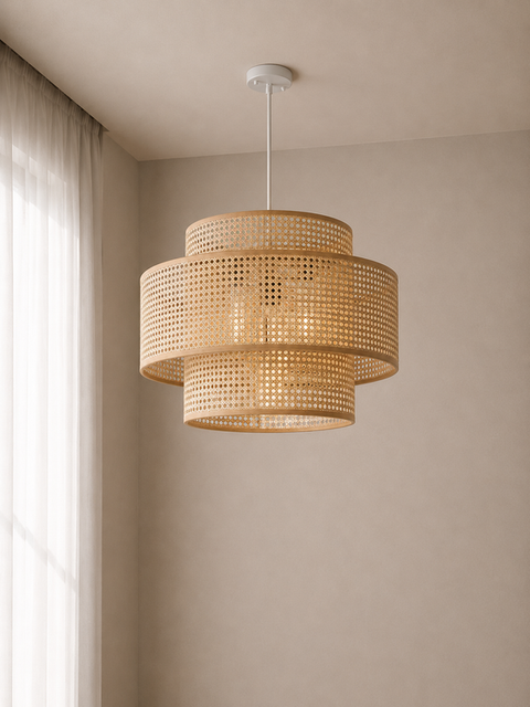 Boho Handcrafted Rattan Pendant Ceiling