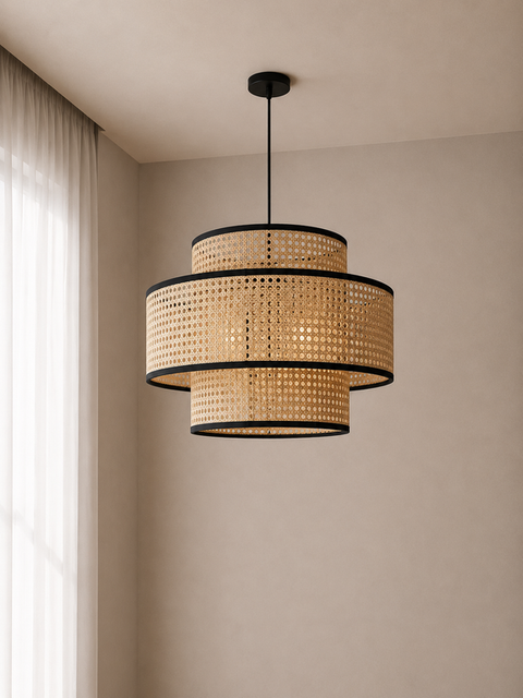Boho Handcrafted Rattan Pendant Ceiling