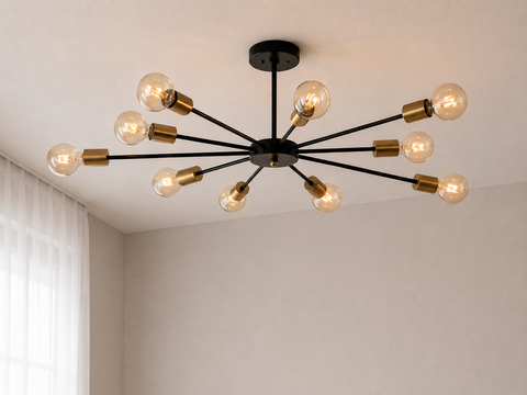 Modern Black Sputnik Chandelier