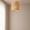 Boho Handcrafted Rattan Flush Mounted Ceiling
