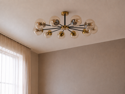 Modern Amber Sputnik Chandelier
