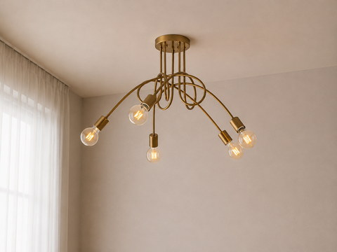 Industrial Gold Branched Chandelier