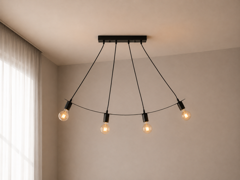 Industrial Black Track Chandelier