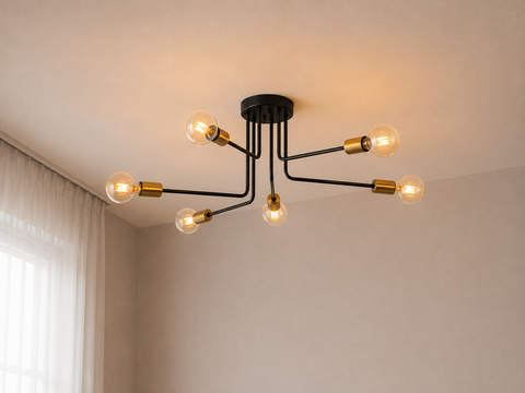 Industrial Black Branched Chandelier