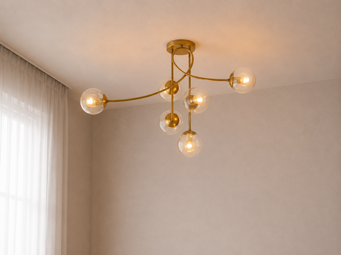 Modern Gold Branched Chandelier