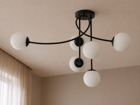 Modern Black Branched Chandelier