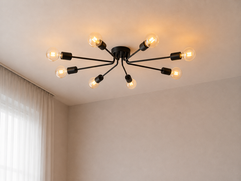 Industrial Black Branched Chandelier