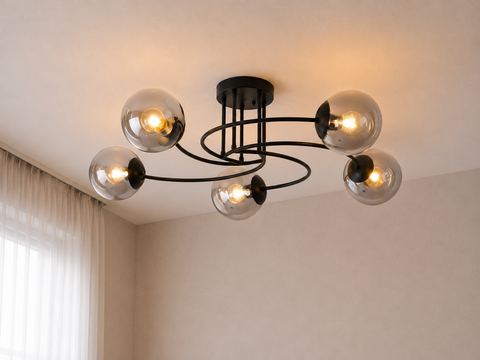 Modern Black Sputnik Chandelier