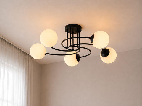 Modern Black & White branched Chandelier