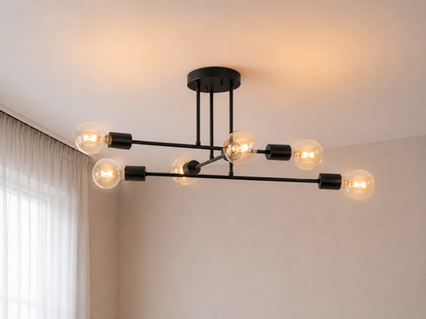 Industrial Black Branched Chandelier