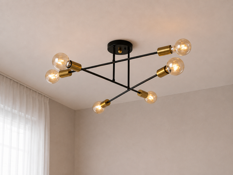 Industrial Black Branched Chandelier