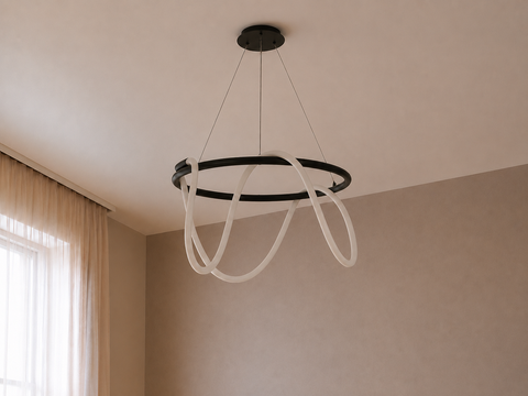 Modern Black LED Ring Chandelier