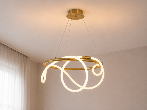 Modern Gold LED Ring Chandelier