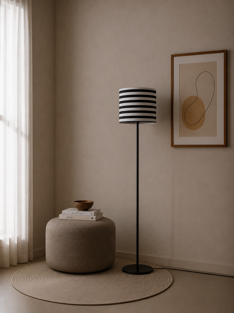 Stylish White & Black Torchiere