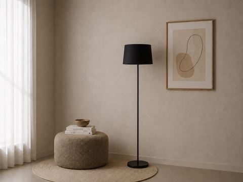 Modern All Black Torchiere