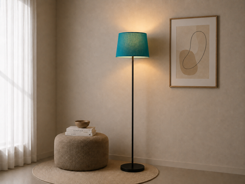 Modern Blue And Black Torchiere