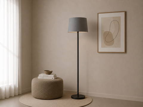 Modern Grey And Black Torchiere