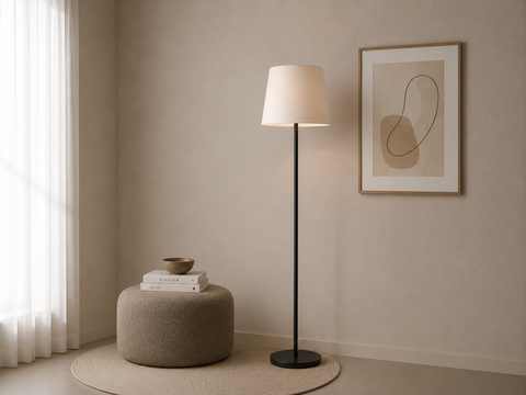 Modern Light Beige And Black Torchiere