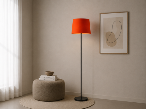 Modern Orange And Black Torchiere