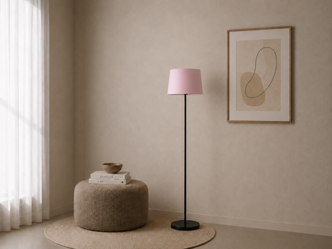 Modern Powder Pink And Black Torchiere